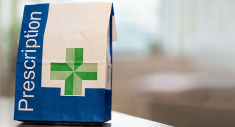 Prescription bag on a counter top